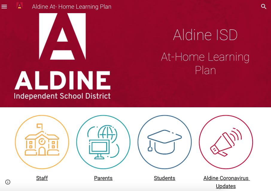Aldine ISD Creates At Home Learning Website for Students and Parents ...