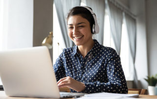 A student with a laptop