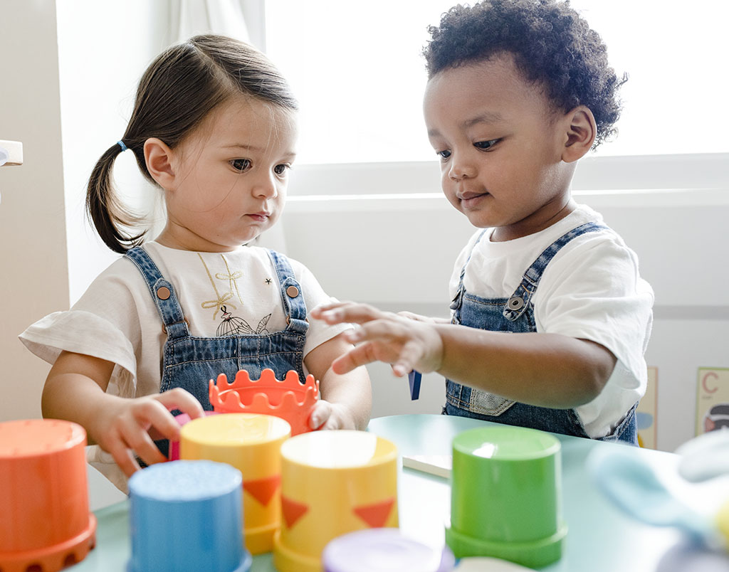 Early childhood learning toddlers in classroom