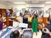 Representatives of the Kinder Foundation recognize teacher Joseph Stewart of Aldine ISD’s Plummer Middle School with the Kinder Excellence in Teaching Award.